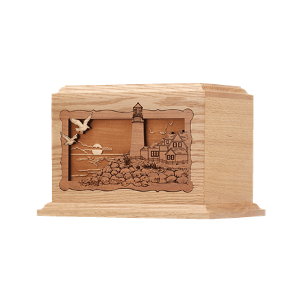 Companion Cremation Urn with Sandy Ocean Beach 3D Wood Inlay