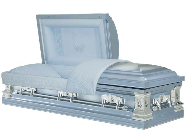 light blue casket